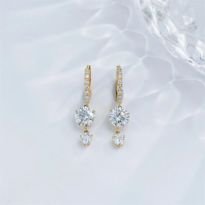 1.42 ctw Celestial Three-Prong Round-Cut Lab-Grown Diamond Earrings in 18K Yellow Gold
