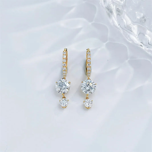 1.42 ctw Celestial Three-Prong Round-Cut Lab-Grown Diamond Earrings in 18K Yellow Gold