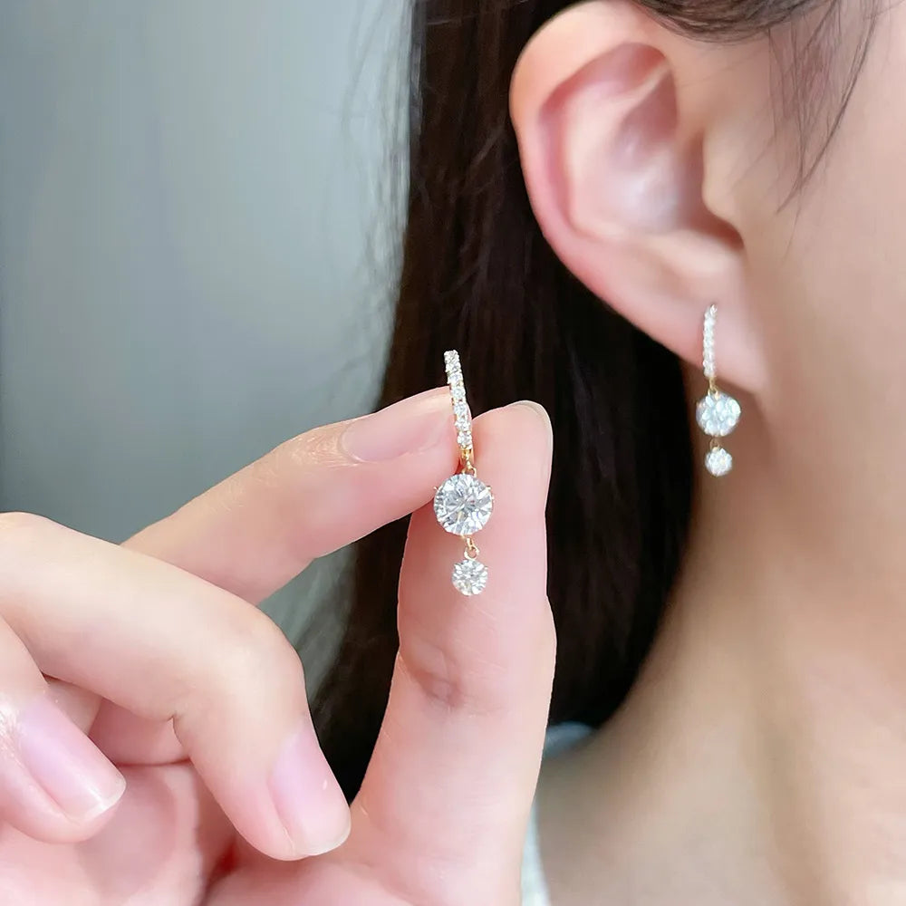 1.42 ctw Celestial Three-Prong Round-Cut Lab-Grown Diamond Earrings in 18K Yellow Gold