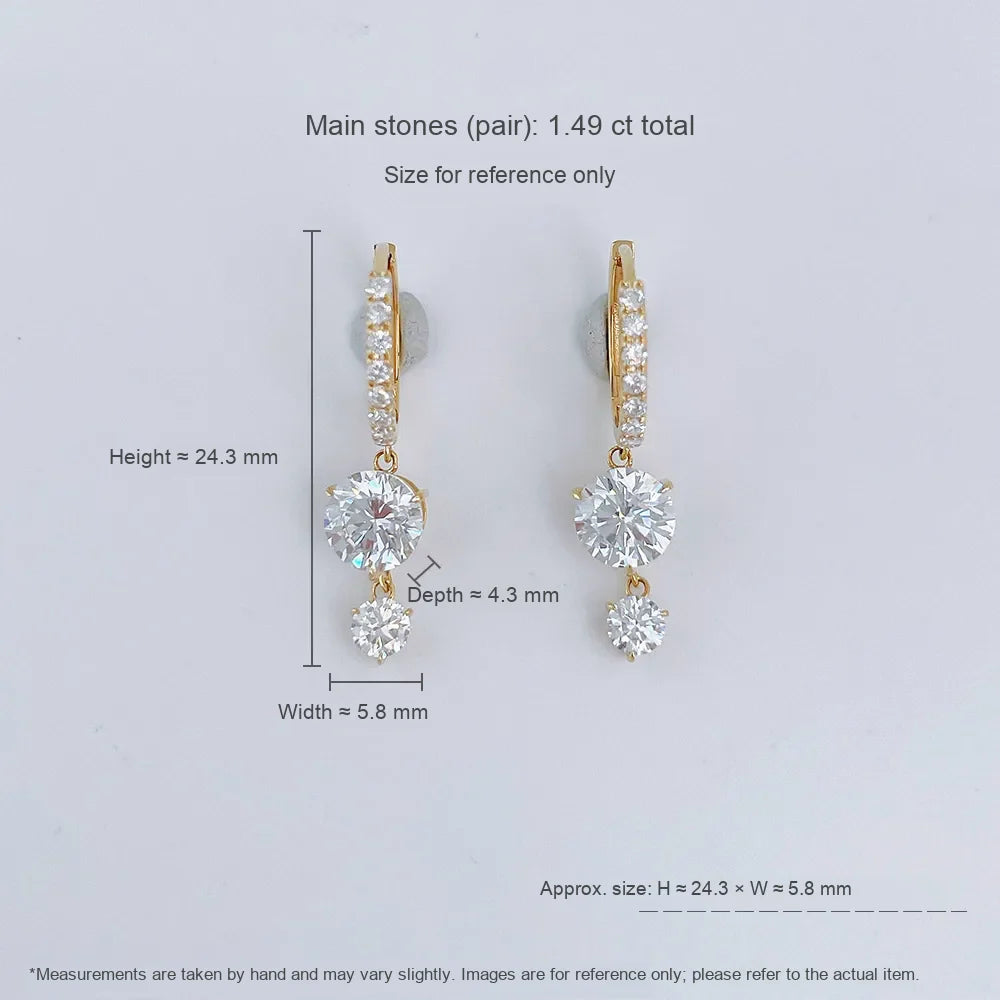 1.42 ctw Celestial Three-Prong Round-Cut Lab-Grown Diamond Earrings in 18K Yellow Gold