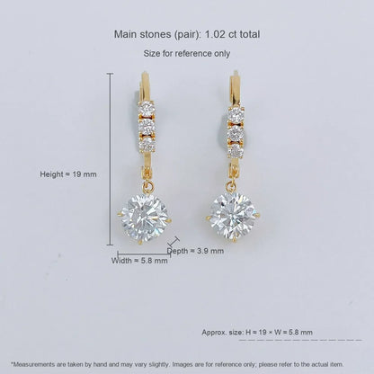 1 ctw Celestial Four-Prong Round-Cut Lab-Grown Diamond Earrings in 18K Yellow Gold