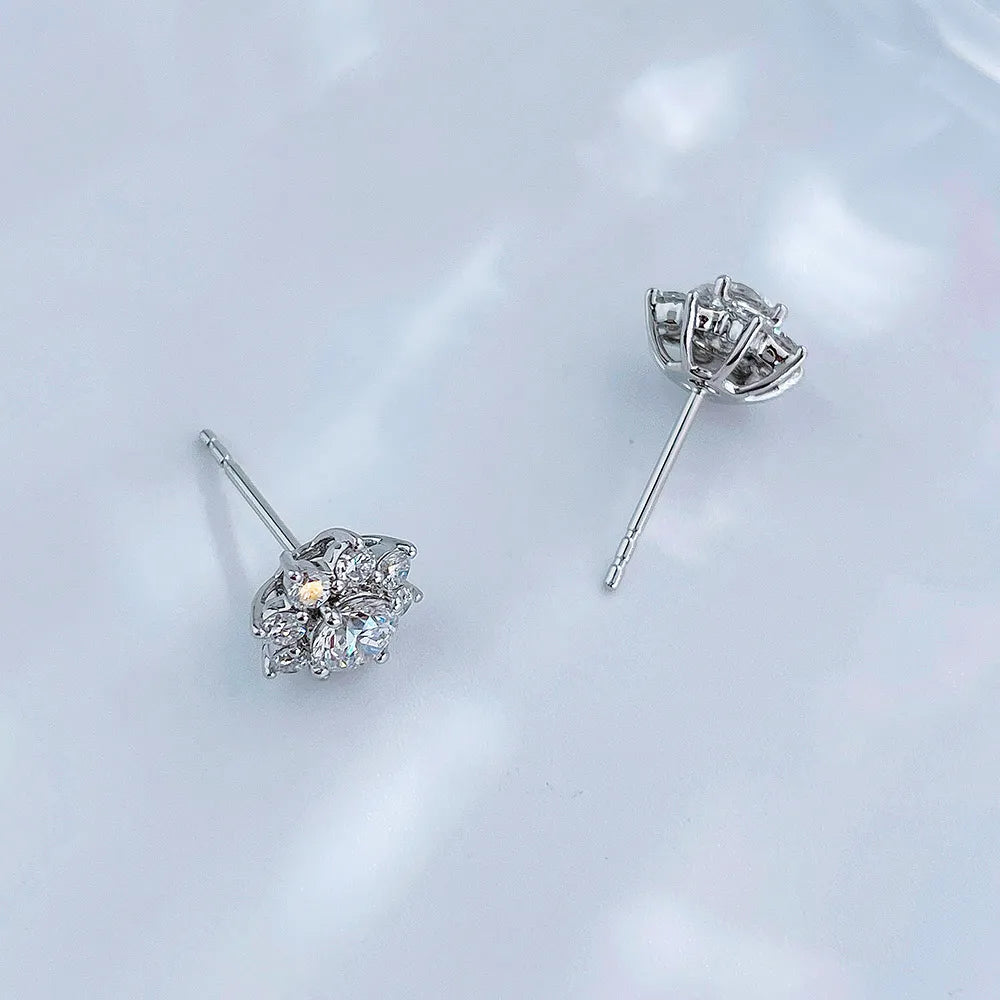 0.62 ctw Floral Mixed-Cut Lab-Grown Diamond Stud Earrings in PT950 Platinum
