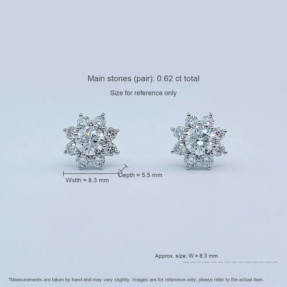 0.62 ctw Floral Mixed-Cut Lab-Grown Diamond Stud Earrings in PT950 Platinum