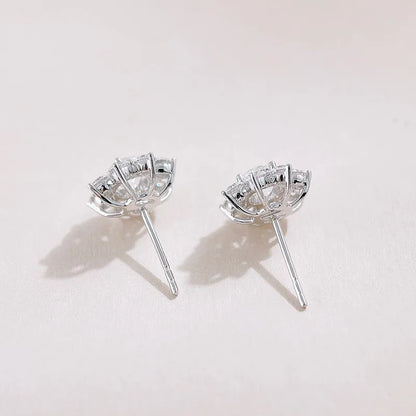 0.63 ctw Floral Round-Cut Lab-Grown Diamond Stud Earrings in 18K White Gold