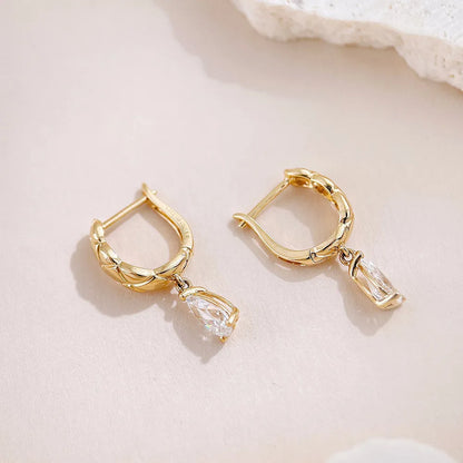 0.66 ctw Vintage Pear-Cut Lab-Grown Diamond Drop Earrings in 18K Yellow Gold