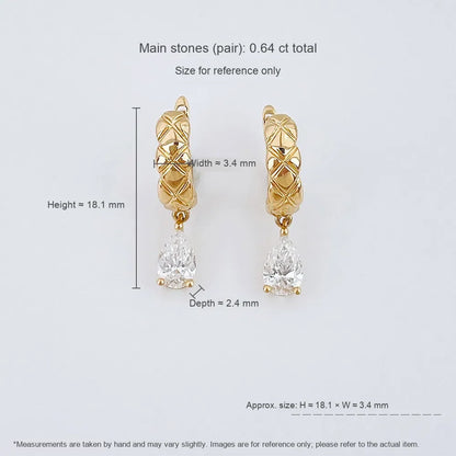 0.66 ctw Vintage Pear-Cut Lab-Grown Diamond Drop Earrings in 18K Yellow Gold