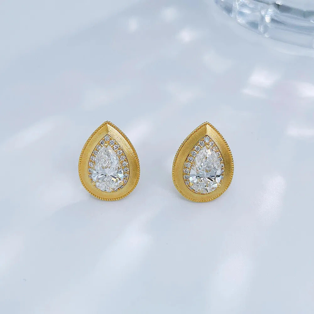 2.2 ctw Celestial Pear-Cut Lab-Grown Diamond Drop Earrings in 18K Yellow Gold