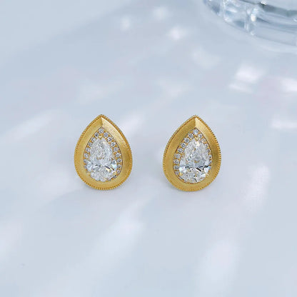 2.2 ctw Celestial Pear-Cut Lab-Grown Diamond Drop Earrings in 18K Yellow Gold