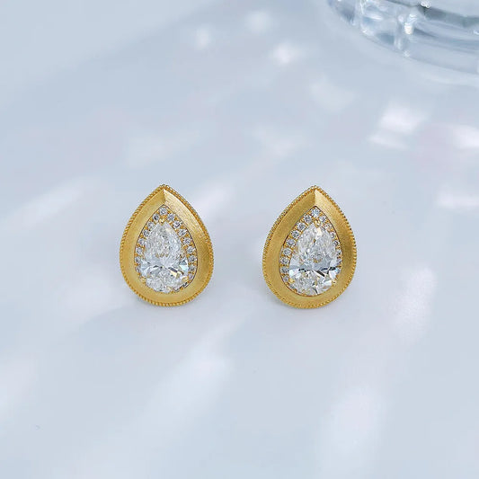 2.2 ctw Celestial Pear-Cut Lab-Grown Diamond Drop Earrings in 18K Yellow Gold