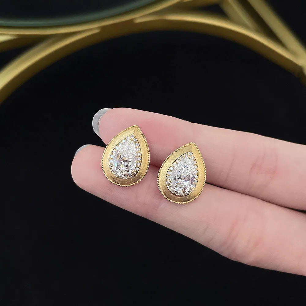 2.2 ctw Celestial Pear-Cut Lab-Grown Diamond Drop Earrings in 18K Yellow Gold