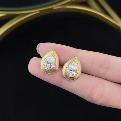 2.2 ctw Celestial Pear-Cut Lab-Grown Diamond Drop Earrings in 18K Yellow Gold