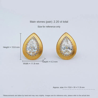 2.2 ctw Celestial Pear-Cut Lab-Grown Diamond Drop Earrings in 18K Yellow Gold