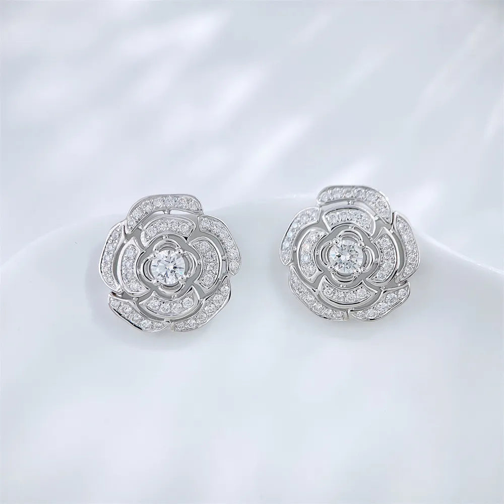 0.37 ctw Statement Round-Cut Lab-Grown Diamond Earrings in 18K White Gold