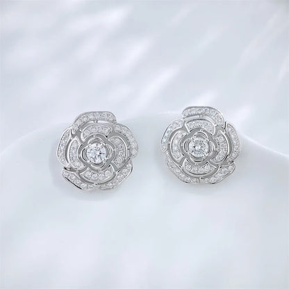 0.37 ctw Statement Round-Cut Lab-Grown Diamond Earrings in 18K White Gold