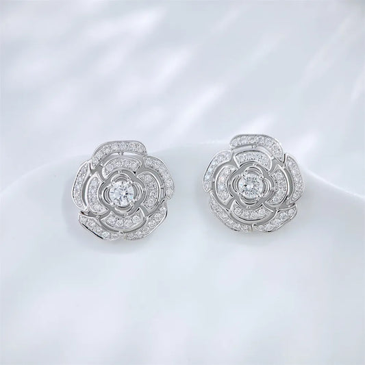 0.37 ctw Statement Round-Cut Lab-Grown Diamond Earrings in 18K White Gold