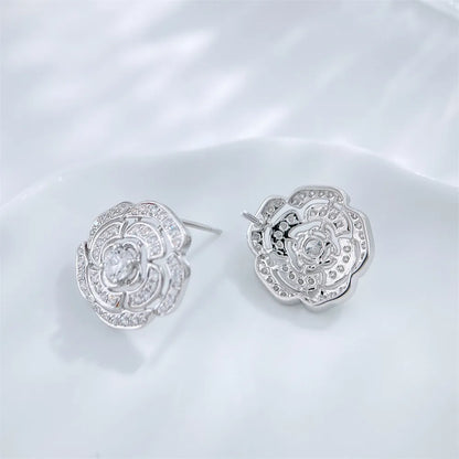 0.37 ctw Statement Round-Cut Lab-Grown Diamond Earrings in 18K White Gold