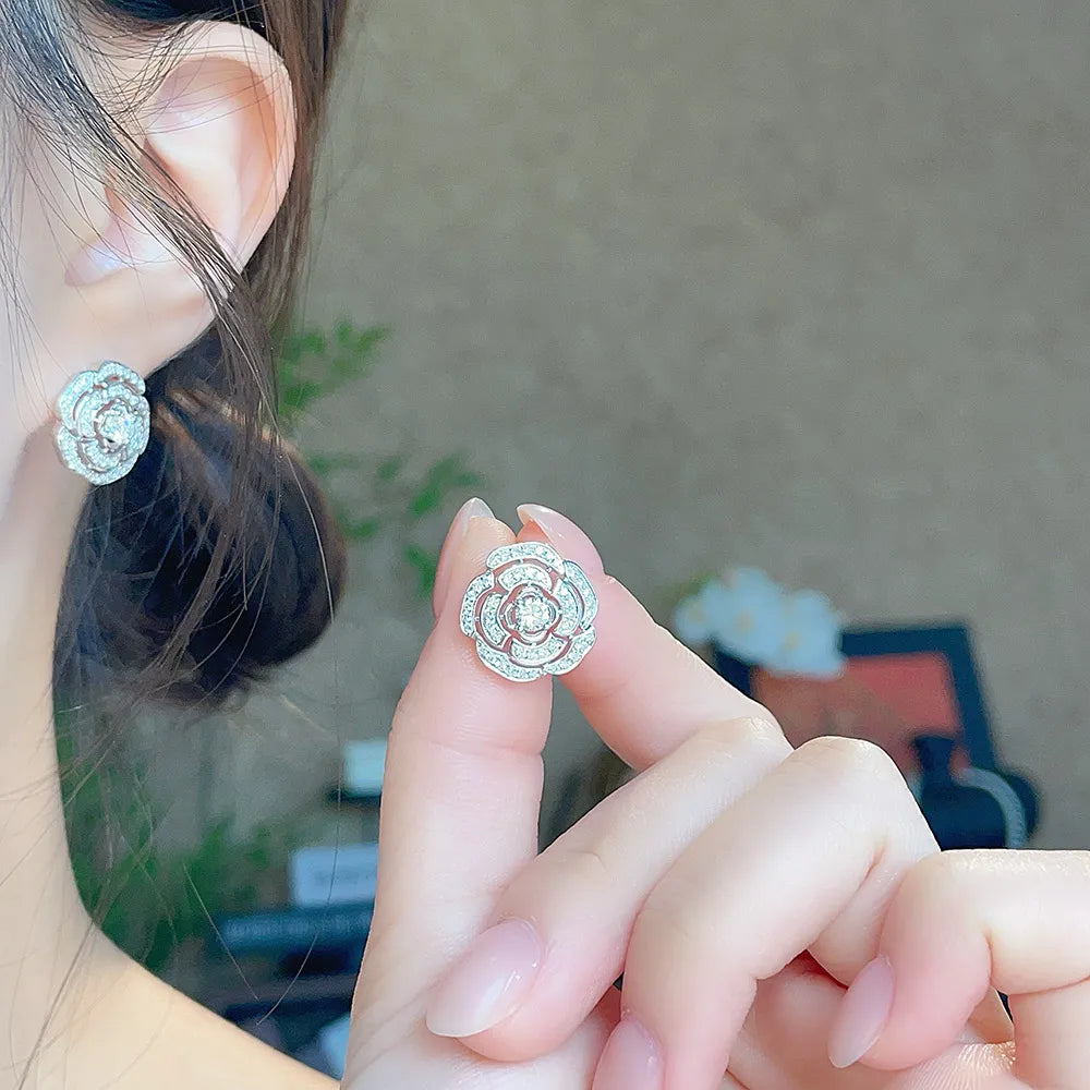 0.37 ctw Statement Round-Cut Lab-Grown Diamond Earrings in 18K White Gold