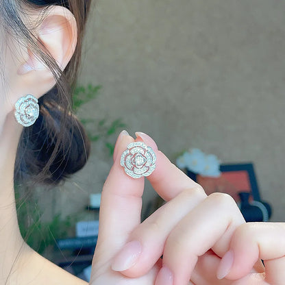 0.37 ctw Statement Round-Cut Lab-Grown Diamond Earrings in 18K White Gold