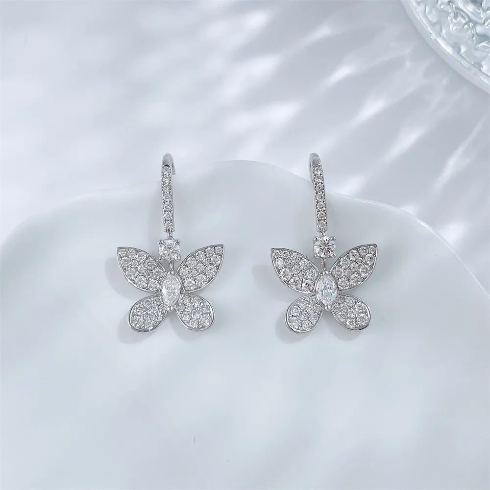 0.22 ctw Butterfly Round-Cut Lab-Grown Diamond Earrings in 18K White Gold