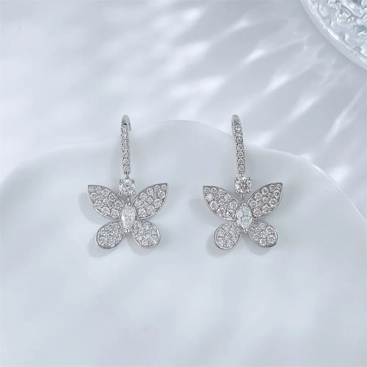 0.22 ctw Butterfly Round-Cut Lab-Grown Diamond Earrings in 18K White Gold