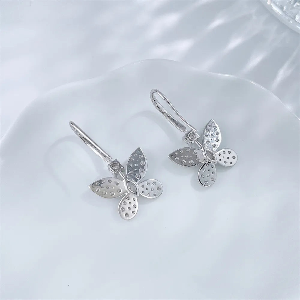 0.22 ctw Butterfly Round-Cut Lab-Grown Diamond Earrings in 18K White Gold