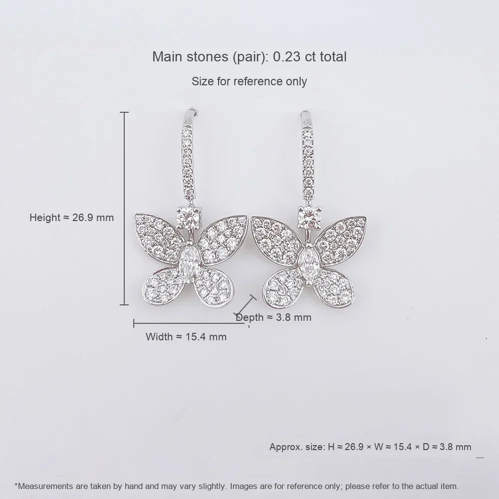 0.22 ctw Butterfly Round-Cut Lab-Grown Diamond Earrings in 18K White Gold