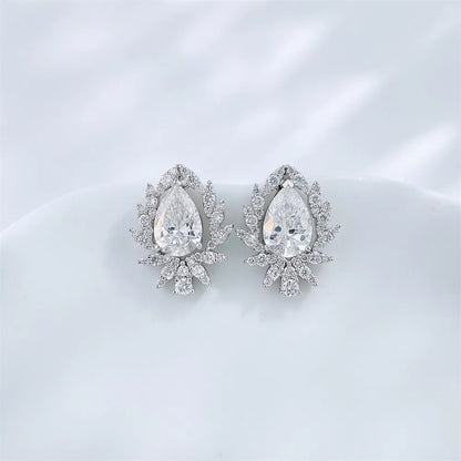 1.05 ctw Pear-Cut Lab-Grown Diamond Stud Earrings in 18K White Gold
