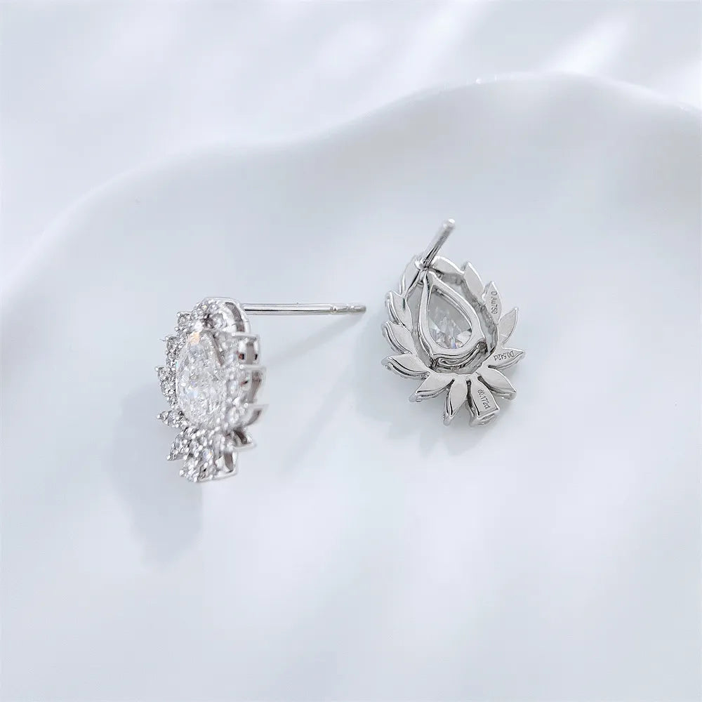 1.05 ctw Pear-Cut Lab-Grown Diamond Stud Earrings in 18K White Gold