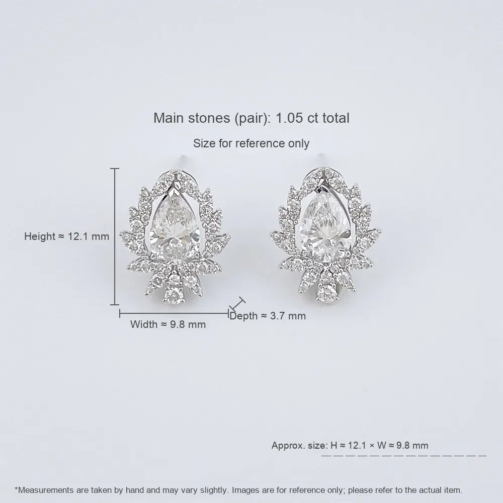 1.05 ctw Pear-Cut Lab-Grown Diamond Stud Earrings in 18K White Gold