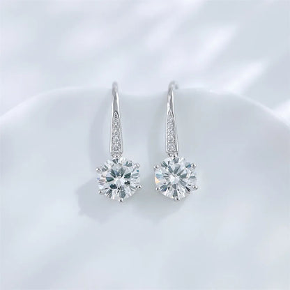 2.1 ctw Celestial Six-Prong Round-Cut Lab-Grown Diamond Earrings in 18K White Gold