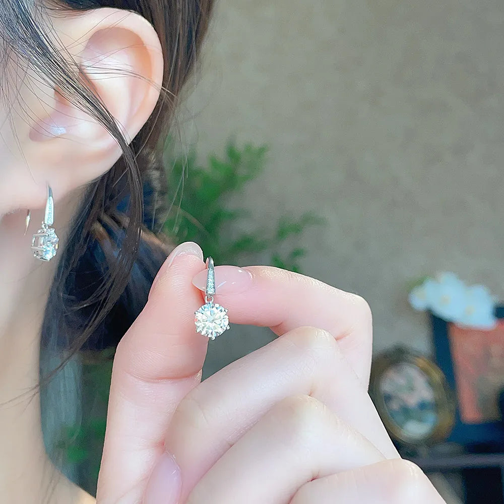 2.1 ctw Celestial Six-Prong Round-Cut Lab-Grown Diamond Earrings in 18K White Gold