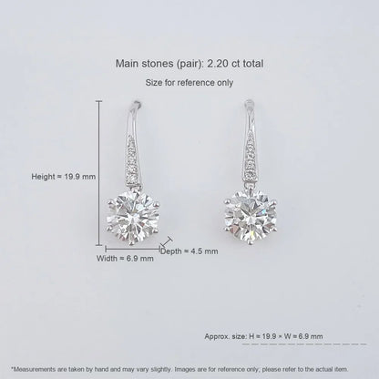 2.1 ctw Celestial Six-Prong Round-Cut Lab-Grown Diamond Earrings in 18K White Gold