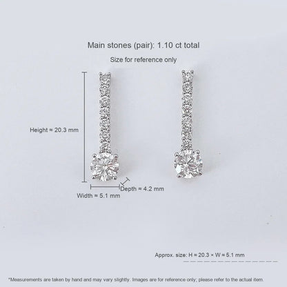 1.03 ctw Round-Cut Lab-Grown Diamond Earrings in 18K White Gold