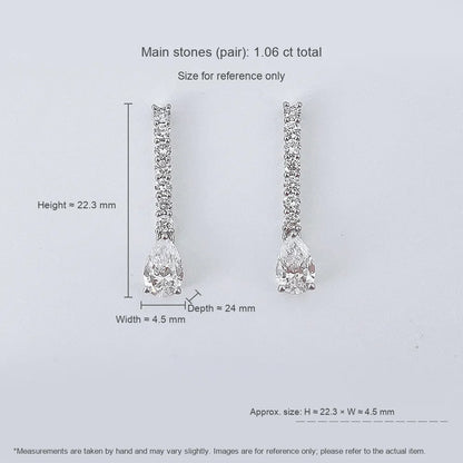 0.93 ctw Pear-Cut Lab-Grown Diamond Stud Earrings in 18K White Gold