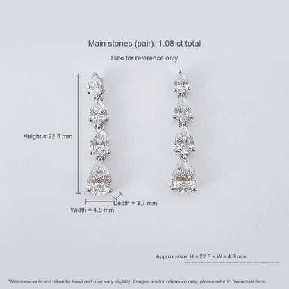0.99 ctw Pear-Cut Lab-Grown Diamond Stud Earrings in 18K White Gold