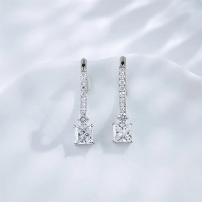 1.23 ctw Princess-Cut Lab-Grown Diamond Drop Earrings in 18K White Gold