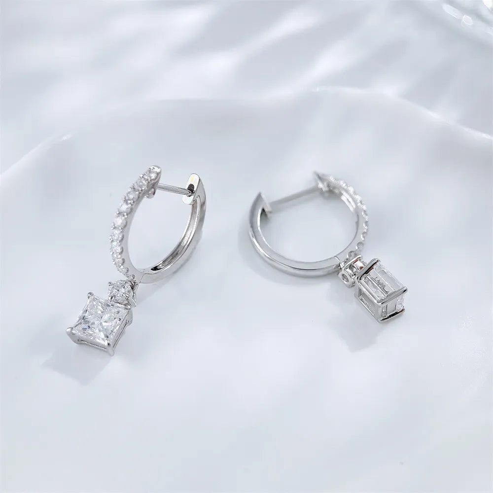 1.23 ctw Princess-Cut Lab-Grown Diamond Drop Earrings in 18K White Gold