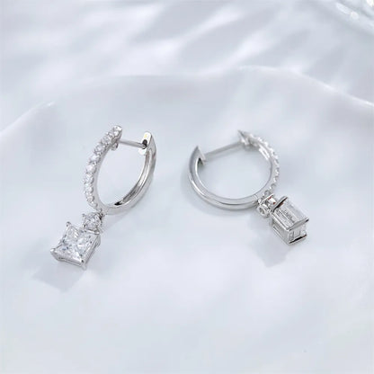 1.23 ctw Princess-Cut Lab-Grown Diamond Drop Earrings in 18K White Gold