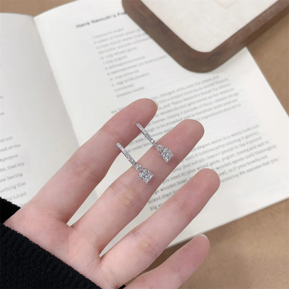 1.23 ctw Princess-Cut Lab-Grown Diamond Drop Earrings in 18K White Gold