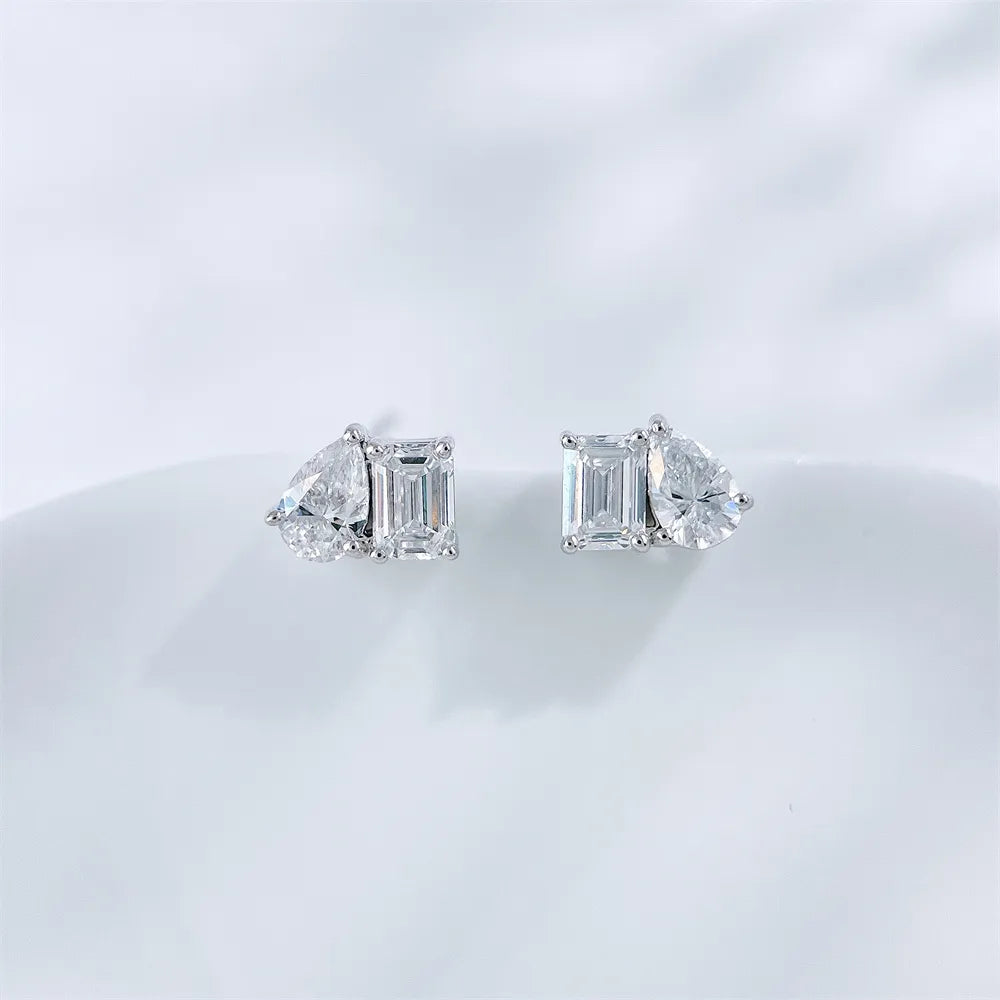 0.76 ctw Mixed-Cut Lab-Grown Diamond Earrings in 18K White Gold
