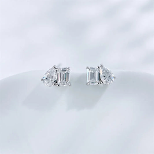 0.76 ctw Mixed-Cut Lab-Grown Diamond Earrings in 18K White Gold