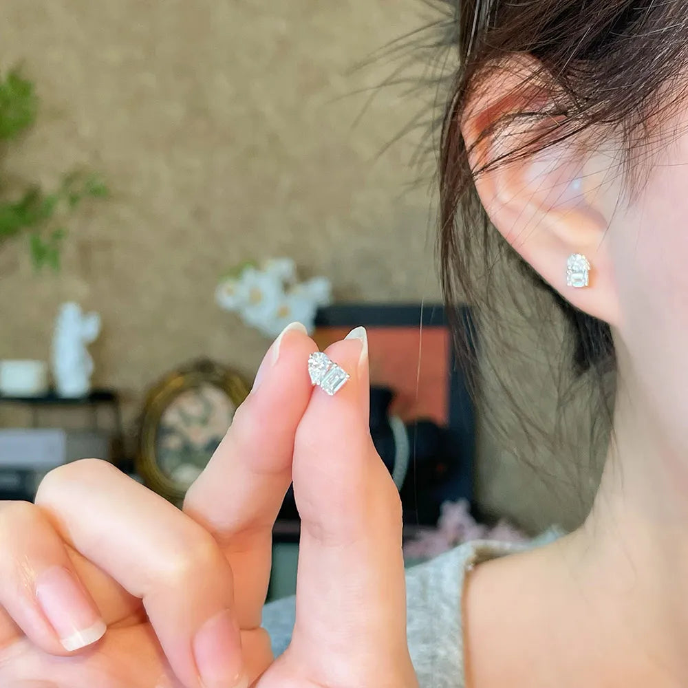 0.76 ctw Mixed-Cut Lab-Grown Diamond Earrings in 18K White Gold