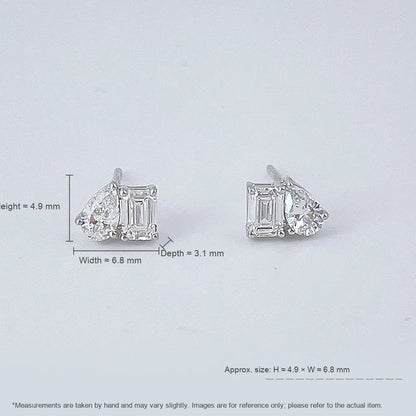 0.76 ctw Mixed-Cut Lab-Grown Diamond Earrings in 18K White Gold