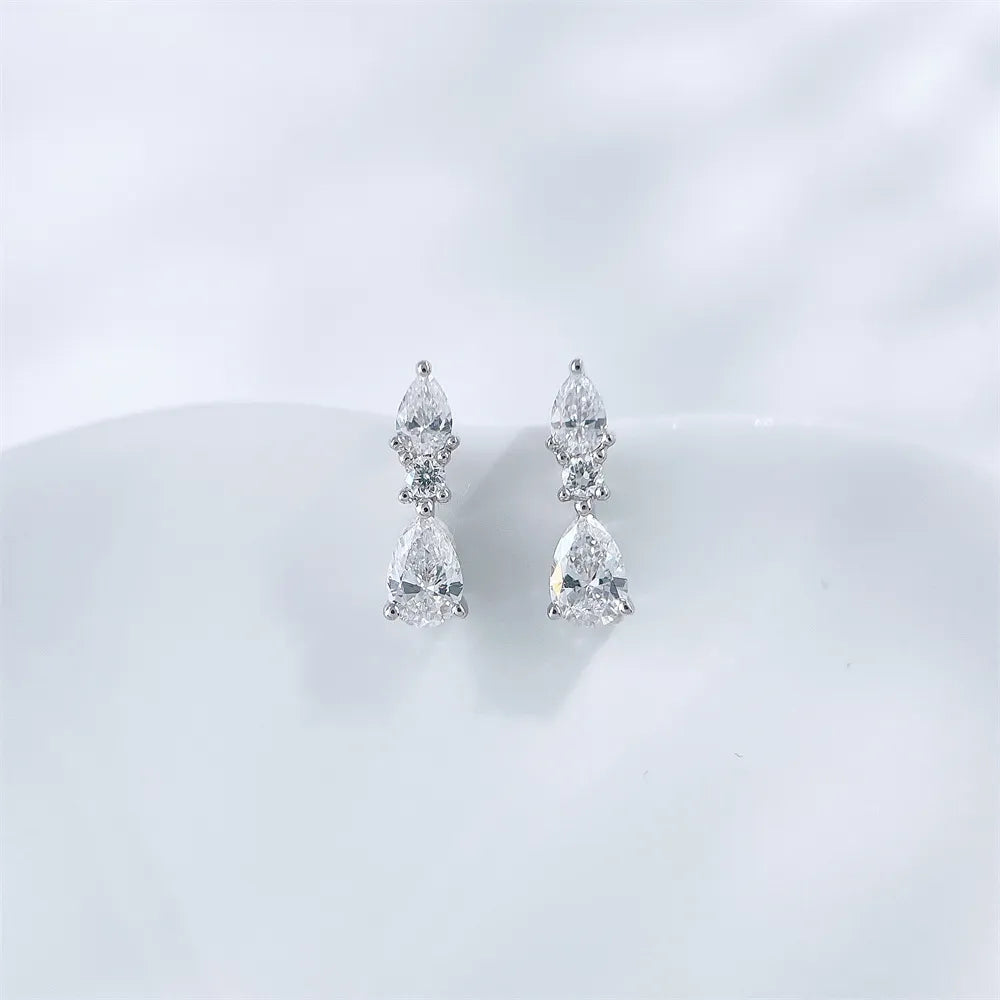 0.38 ctw Minimalist Pear-Cut Lab-Grown Diamond Drop Earrings in 18K White Gold