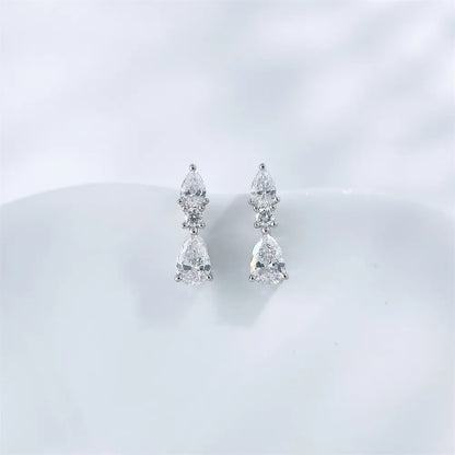 0.38 ctw Minimalist Pear-Cut Lab-Grown Diamond Drop Earrings in 18K White Gold