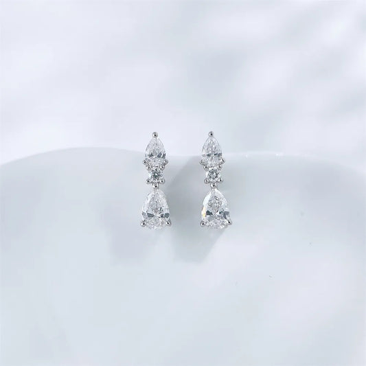 0.38 ctw Minimalist Pear-Cut Lab-Grown Diamond Drop Earrings in 18K White Gold