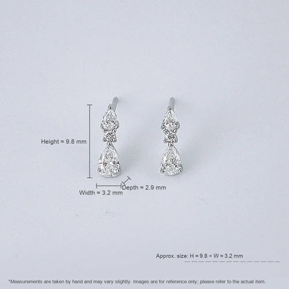 0.38 ctw Minimalist Pear-Cut Lab-Grown Diamond Drop Earrings in 18K White Gold