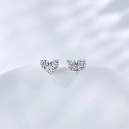 0.47 ctw Three-Stone Heart-Cut Lab-Grown Diamond Earrings in 18K White Gold