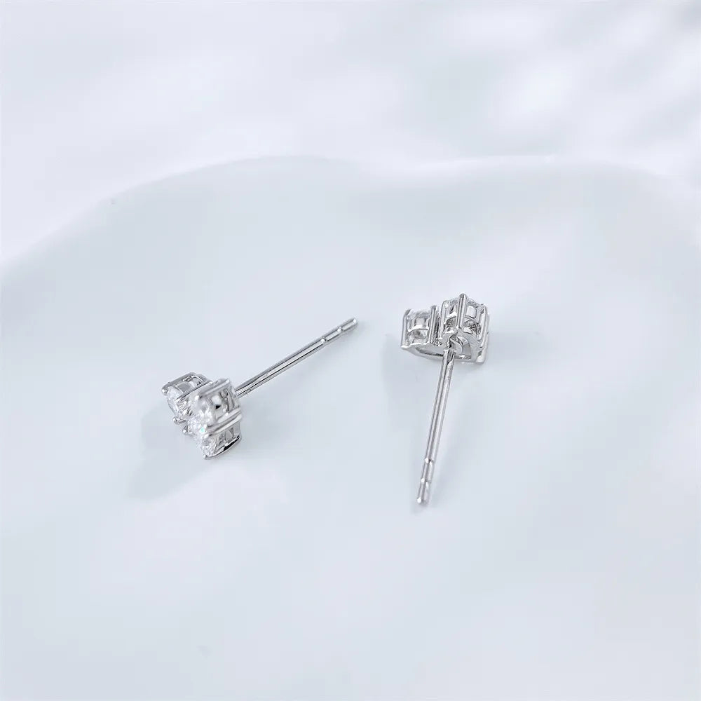 0.47 ctw Three-Stone Heart-Cut Lab-Grown Diamond Earrings in 18K White Gold