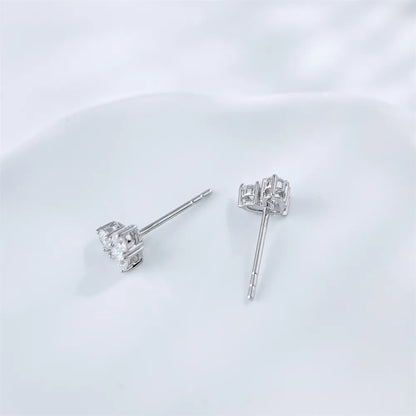 0.47 ctw Three-Stone Heart-Cut Lab-Grown Diamond Earrings in 18K White Gold